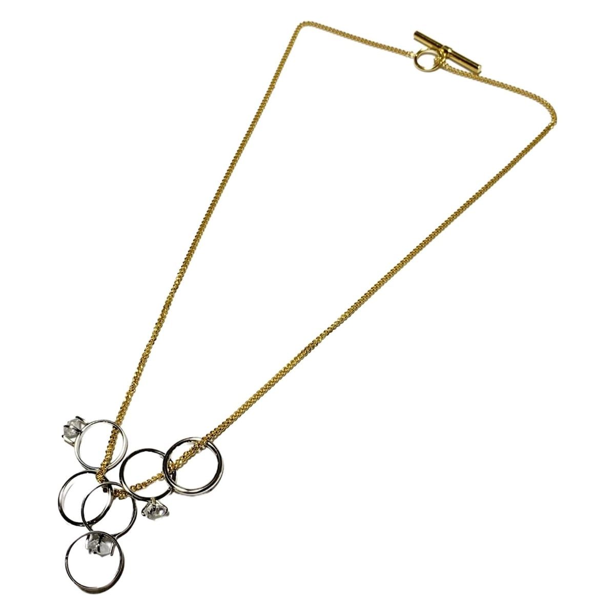 JILSANDER ジルサンダー ネックレス Crystal-embellished ring-pendant necklace ゴールド×シルバー×クリア リングモチーフ
