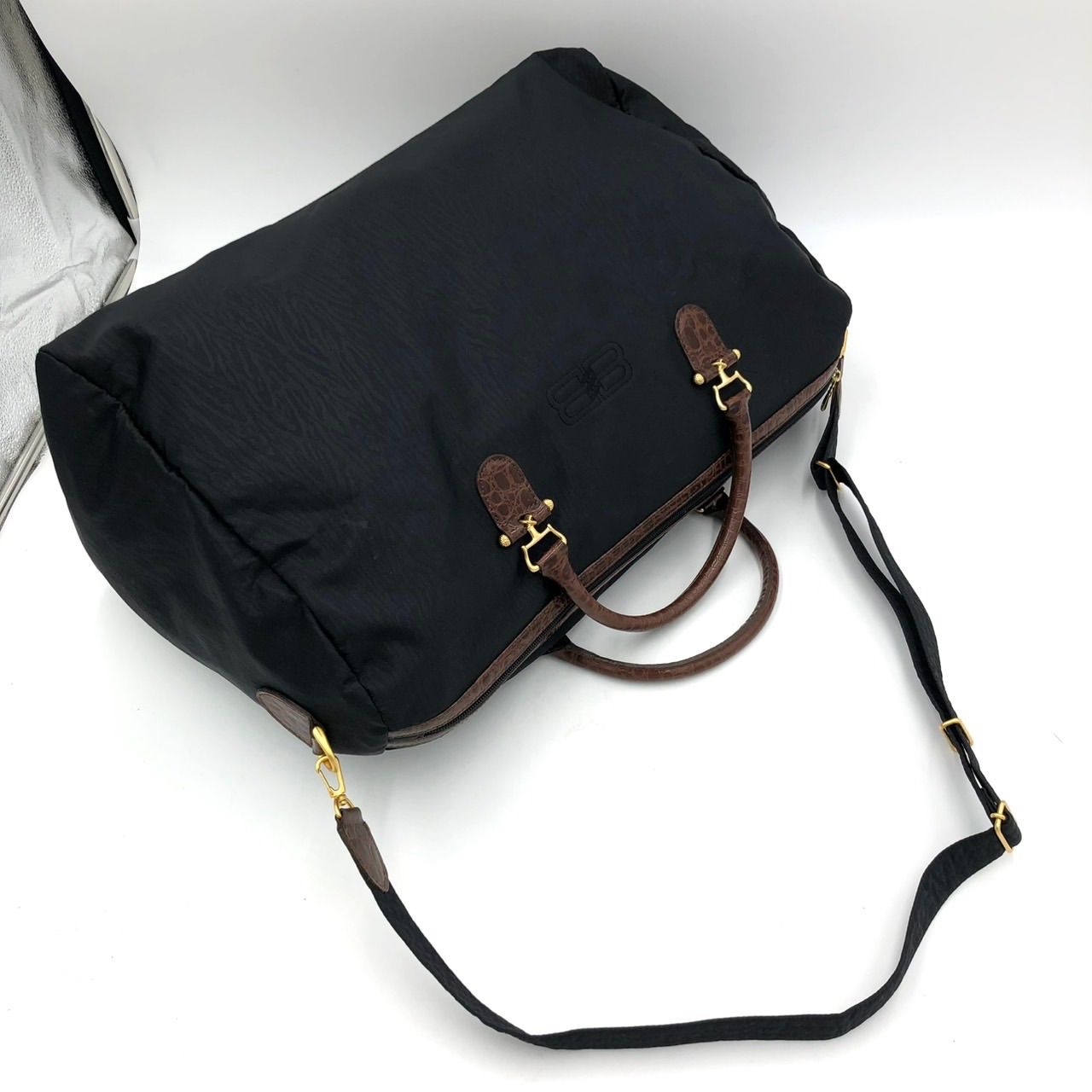 美品】バレンシアガ ボストンバッグ 黒 2way 旅行 大容量 ナイロン