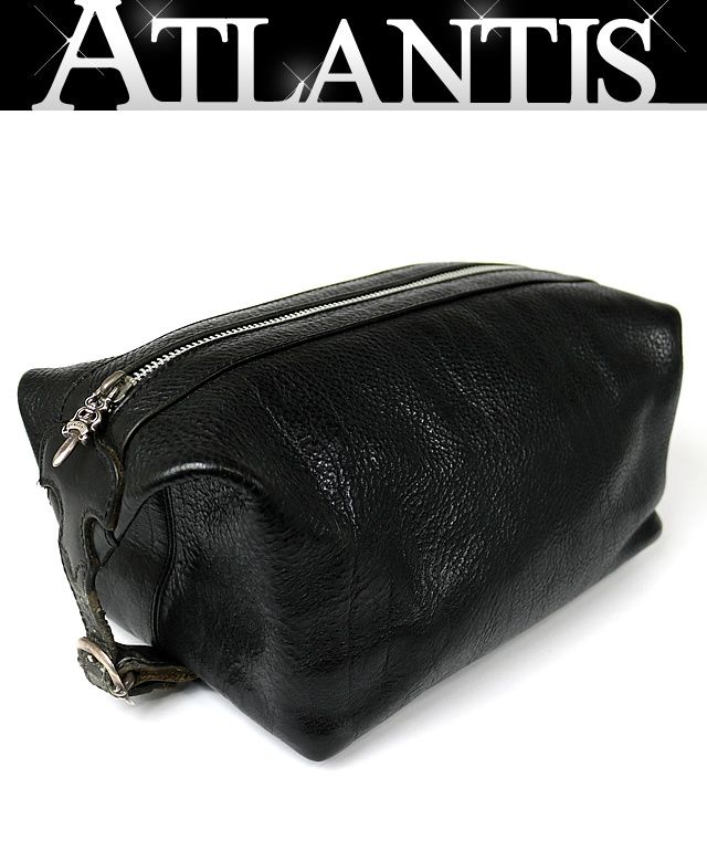 CHROME HEARTS クロムハーツ シェービング バッグ ポーチ レザー メンズ SV 925 黒 101645