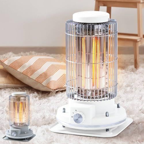 Bonarca 電気ストーブ レトロ おしゃれ 3秒速暖 180° 小型 省エネ ヒーター 足元 ストーブ 電気 速暖 赤外線 カーボンヒーター 350 w 700ｗ 電気代 コンパクト リビング オフィス レトロ調 2段階温度調整 転倒自動オ m