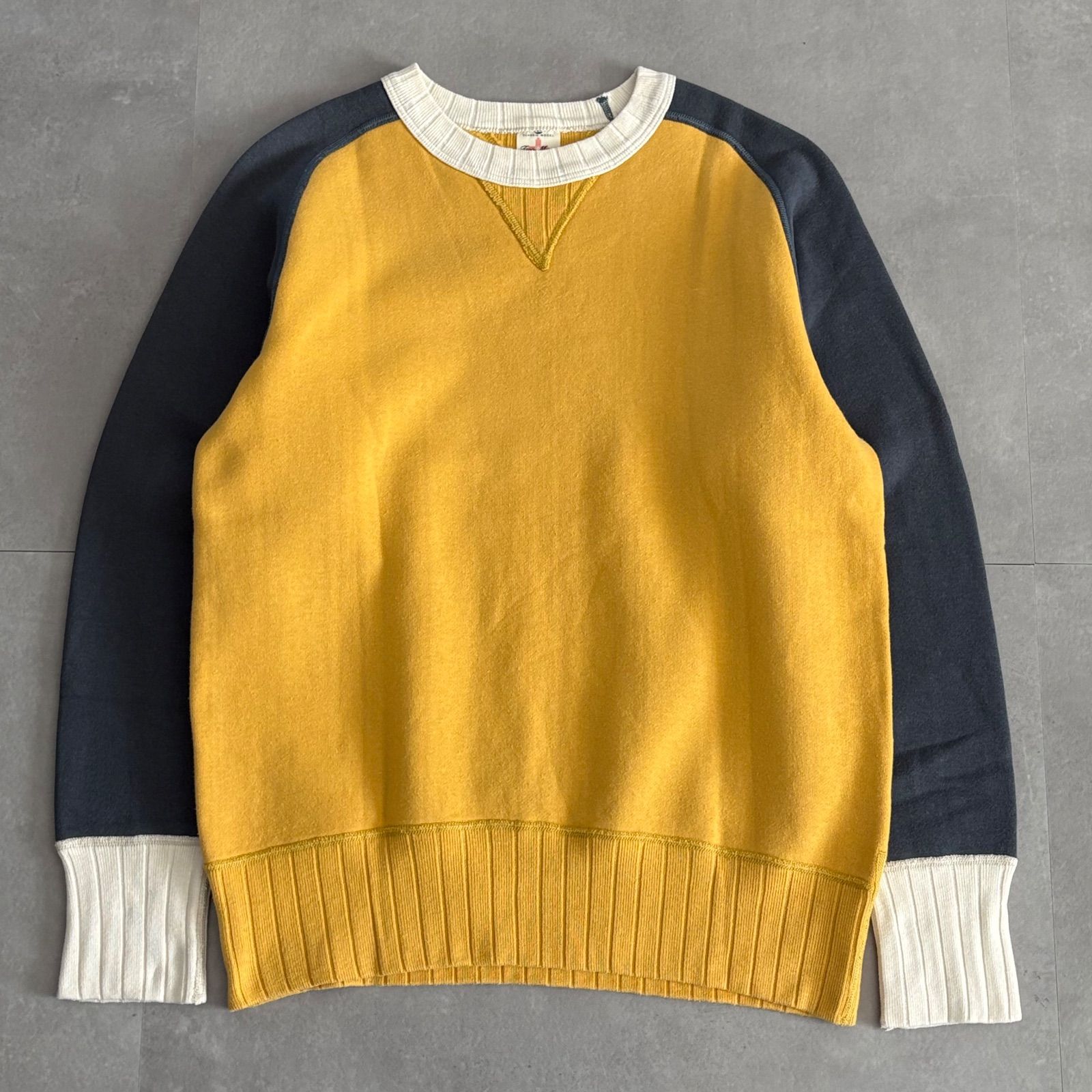 Two Moon トゥームーン 50 s復刻 両Vスウェット トレーナー フリーダムスリーブ 針抜きリブ マスタードイエロー サイズ40