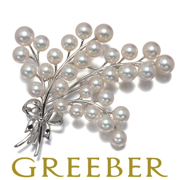 ミキモト ブローチ パール 真珠 5 0 7 5ｍｍ リボン K 18 WG 183813
