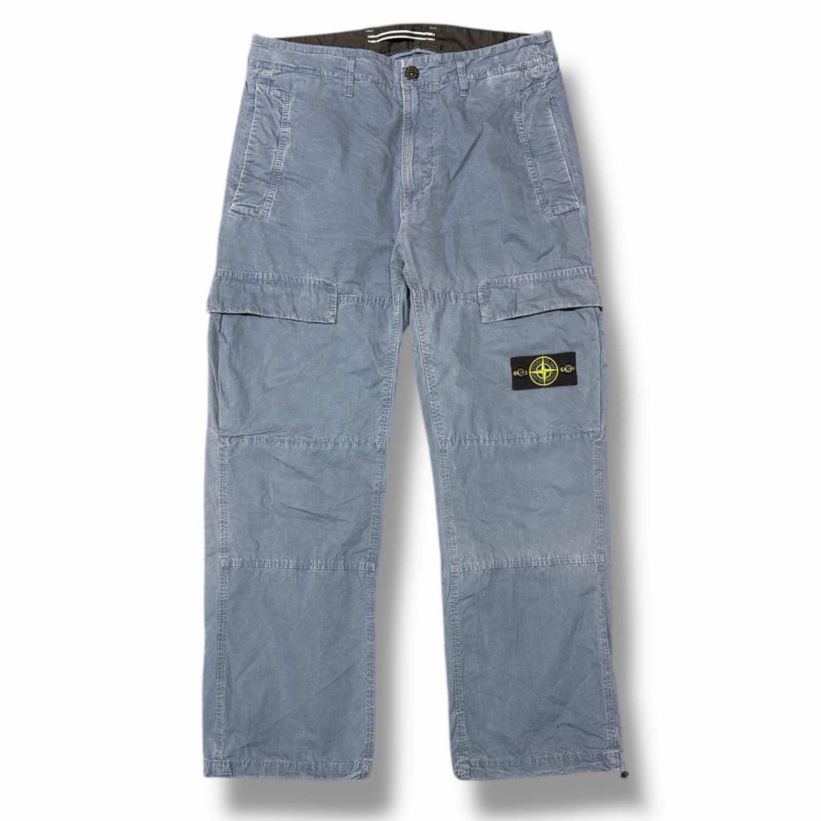 正規 STONE ISLAND 24SS PANTALONE COMFORT ロゴパッチ ガーメントダイ カーゴパンツ ストーンアイランド 8015311WA ダークブルー系 32 5692M