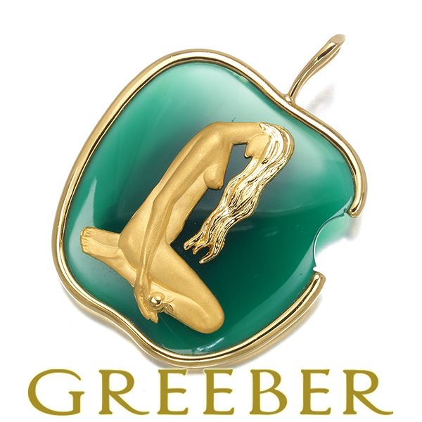 カレライカレラ ペンダントトップ メノウ アダム イヴ アップル リバーシブル K 18 YG 184489