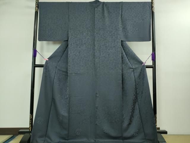 平和屋着物● 上 無地絵羽訪問着 草花地紋 色無地 青褐色 ほていや扱い ロング丈 ♥ kh 6