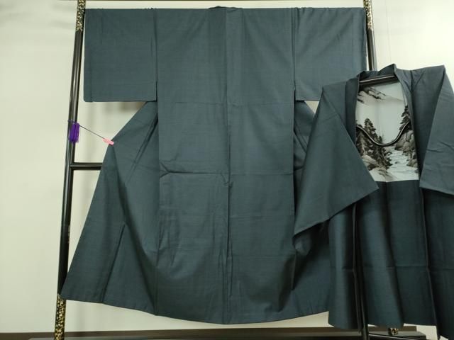 平和屋着物□極上 男性 本場大島紬 アンサンブル 長羽織 100亀甲 総