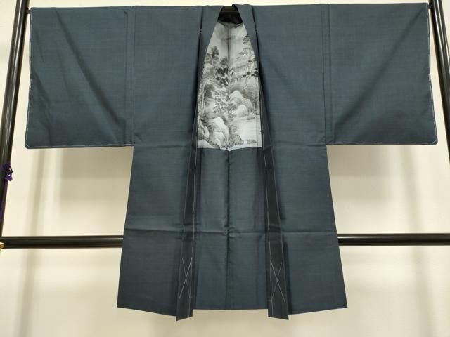 平和屋着物□極上 男性 本場大島紬 アンサンブル 長羽織 古代染色純泥