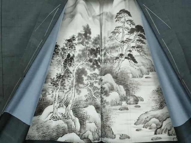 平和屋着物□極上 男性 本場大島紬 アンサンブル 長羽織 古代染色純泥