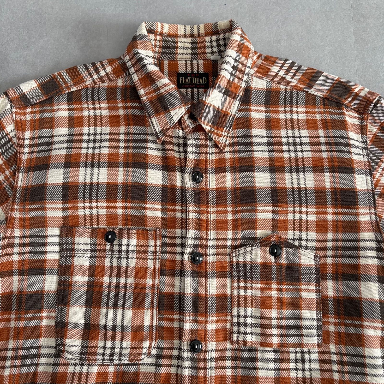 美品 THE FLAT HEAD フラットヘッド ガチャポケ チェックシャツ 長袖 