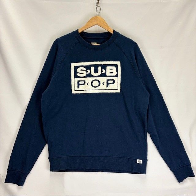 SUB POP LABEL CREW FLEECE パッチ 薄手 フリーストレーナー サイズXL 872