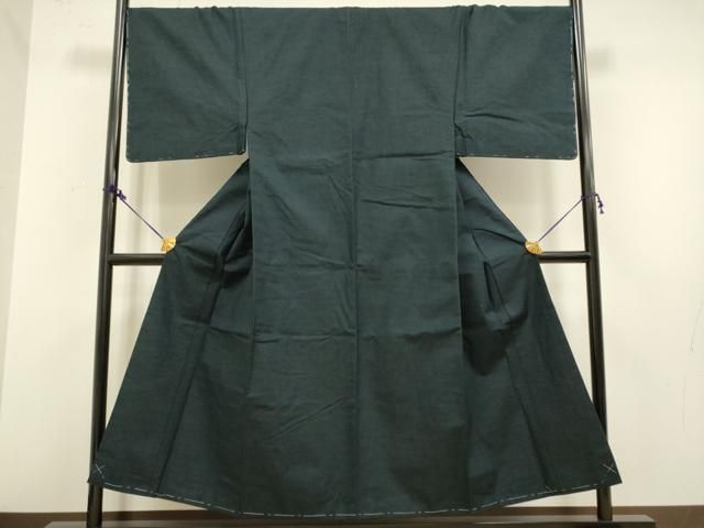 平和屋着物 上 男性 紬 アンサンブル 長羽織 髭紬 濃い藍鉄色 ♥ kh 6