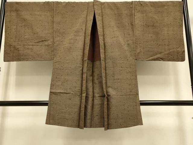 平和屋着物□極上 男性 紬 単衣 アンサンブル キングサイズ 長羽織・髭