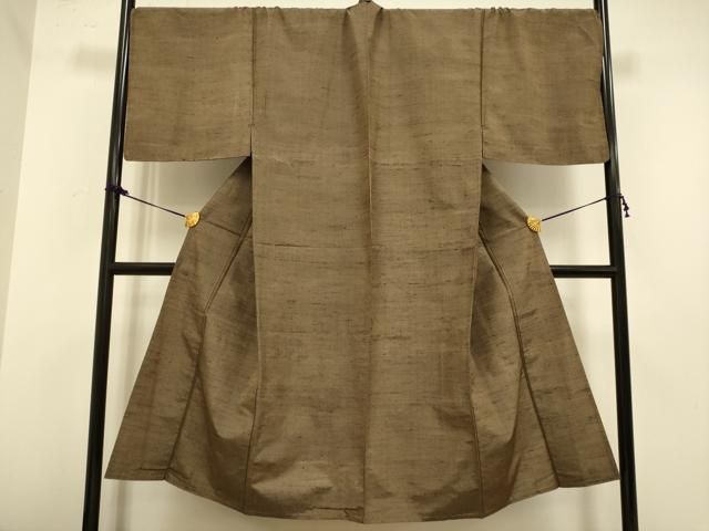 平和屋着物□極上 男性 紬 単衣 アンサンブル キングサイズ 長羽織・髭