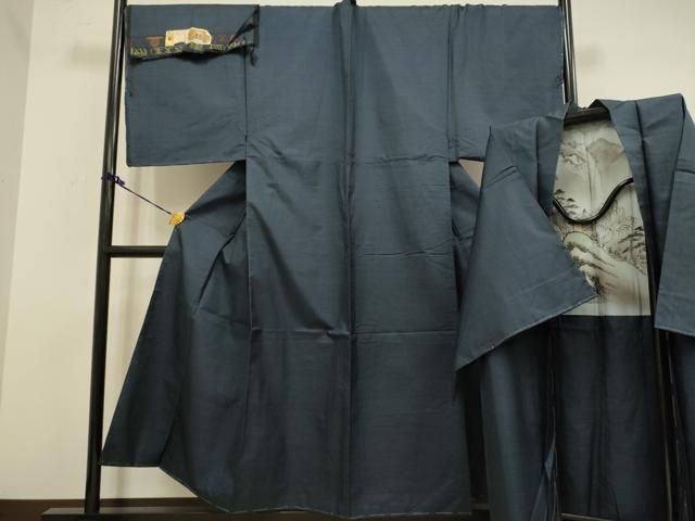 平和屋着物 上 男性 本場大島紬 アンサンブル キングサイズ 長羽織 100亀甲 総詰め 証紙付き ♥ kh 6