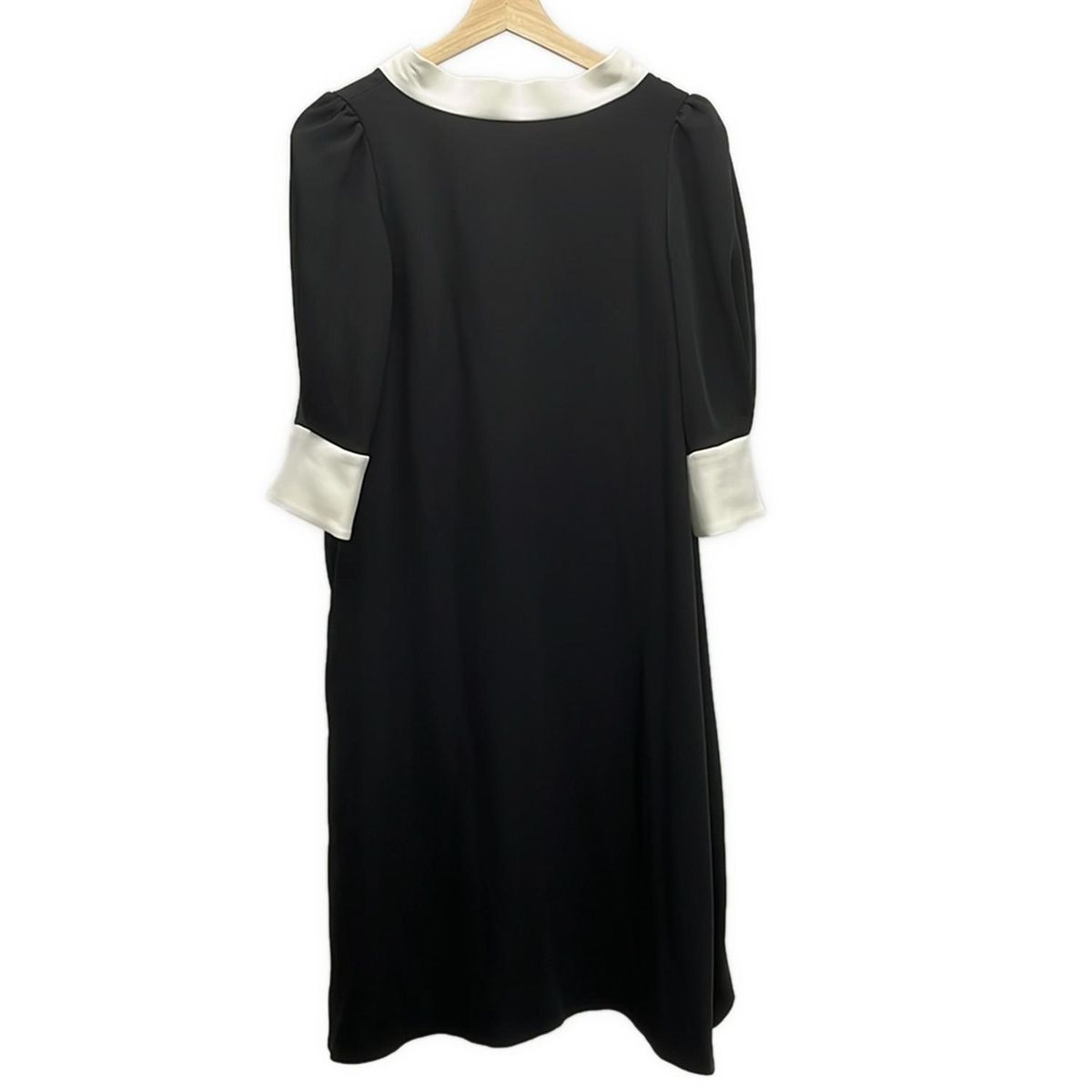 CELFORD セルフォード ワンピース サイズ38 M レディース 黒 白 七分袖 ひざ丈 リボン