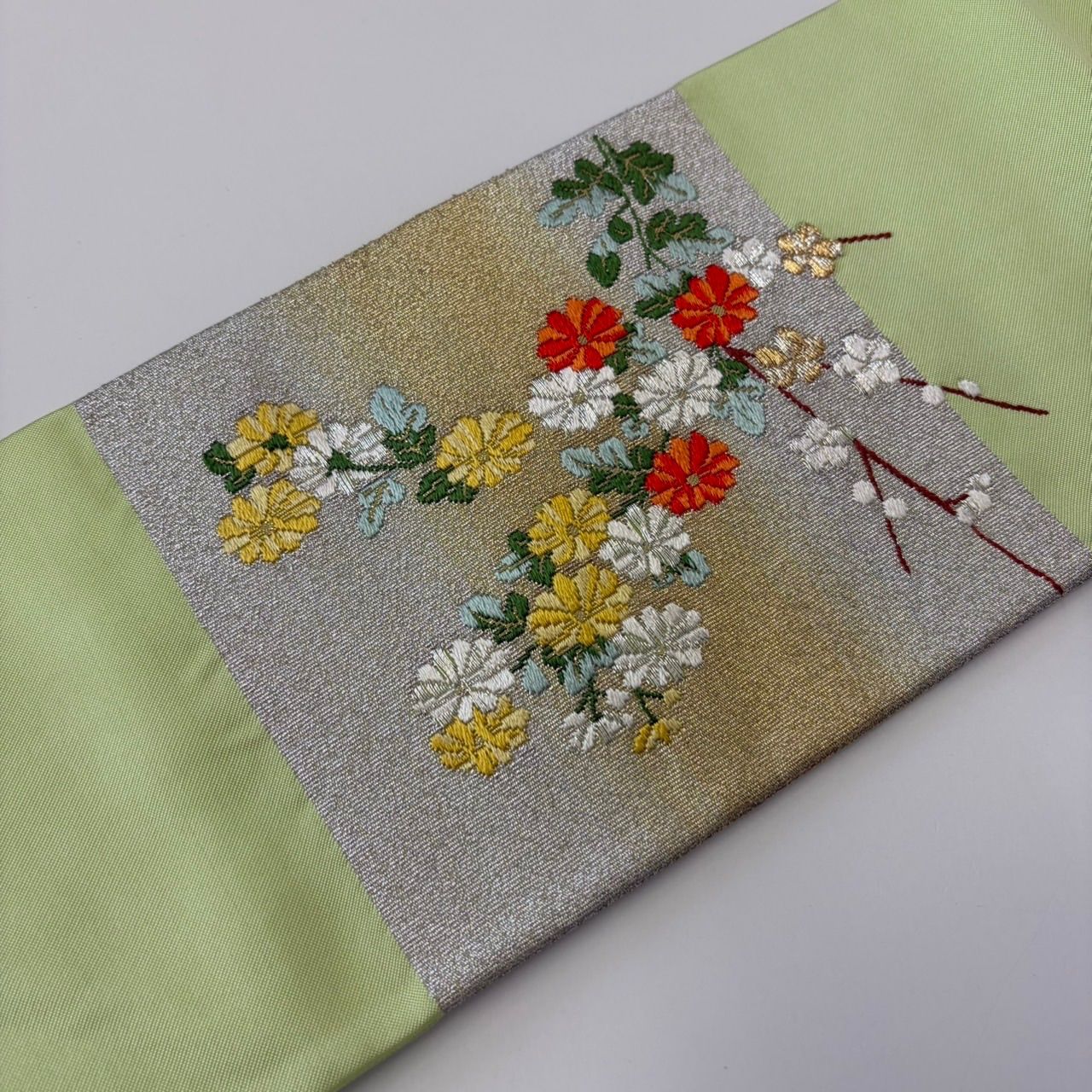 名古屋帯 市松 上品の唐織の草花 九寸 正絹 MA-2984 - メルカリ