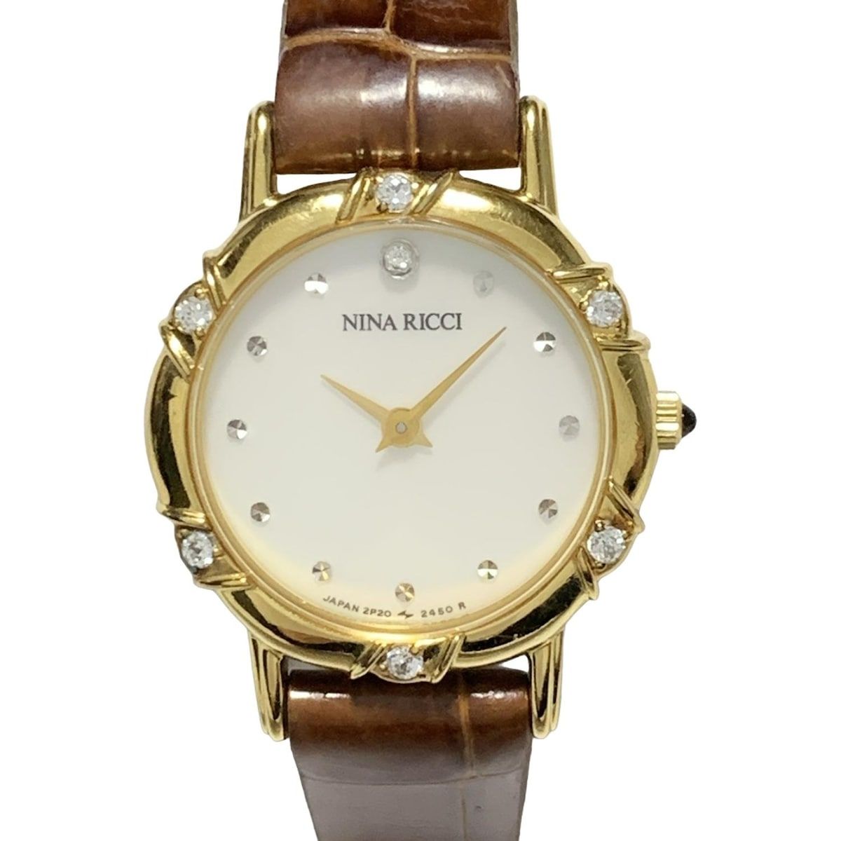 ニナリッチ 腕時計 2 P 20 0630 レディース 型押し加工 ホワイトシェル