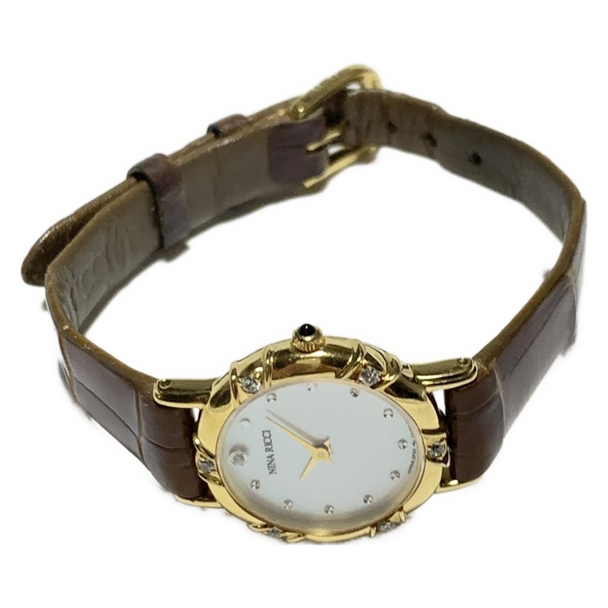 ニナリッチ 腕時計 2 P 20 0630 レディース 型押し加工 ホワイトシェル