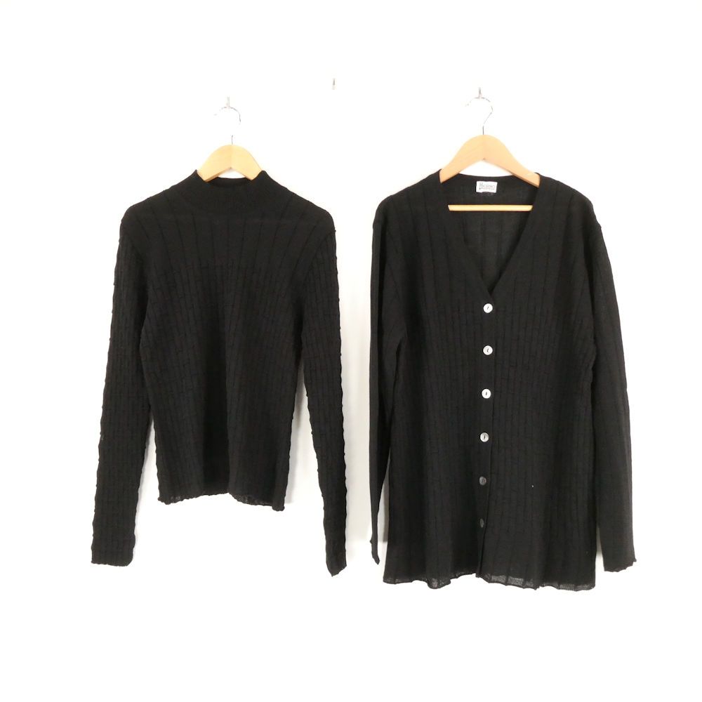 HERNO ヘルノ アンサンブル 42 Lサイズ相当 ウール100％ セット カーディガン フリル レディース