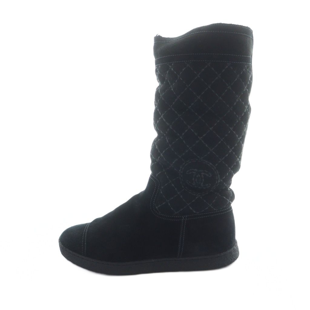 専用◆美品◆CHANEL シャネル　ムートンブーツ　ブラック　ココマーク シャネル CHANEL ムートンブーツ ココマーク ステッチ ショート