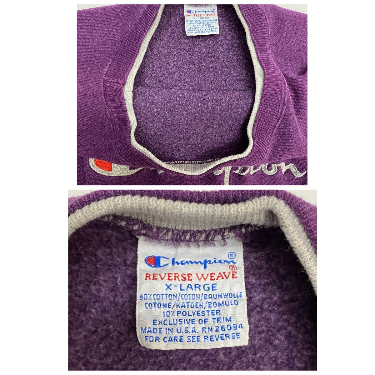 チャンピオン Champion 90 s REVERSE WEAVE フェイクレイヤード スウェット パープル XLサイズ 201 MT 5024 VB ベーシック トレーナー スウェット 