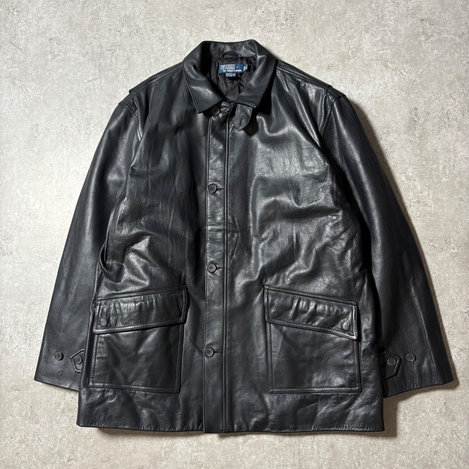1990 s~ Polo Ralph Lauren All Leather Coat Black‼︎