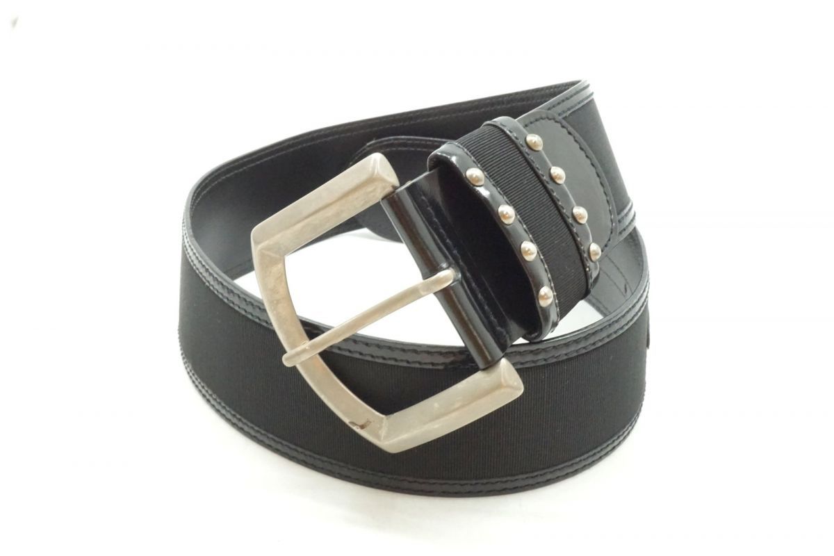 ジャンニ ヴェルサーチェ ヴィンテージ 75 30 約M ワイド ベルト スタッズ レディース レザー 黒 ブラック GIANNI VERSACE 4973 k