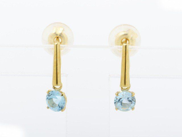 K 18 ブルートパーズ ピアス イエローゴールド 約0 4 g レディース 7 L●