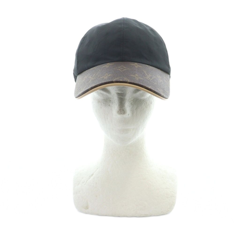ルイヴィトン LOUIS VUITTON M 76529 キャップ LVゲットレディー モノグラム 帽子 レザー ナイロン 絹 シルク 茶 ブラウン 黒 ブラック MQ OH