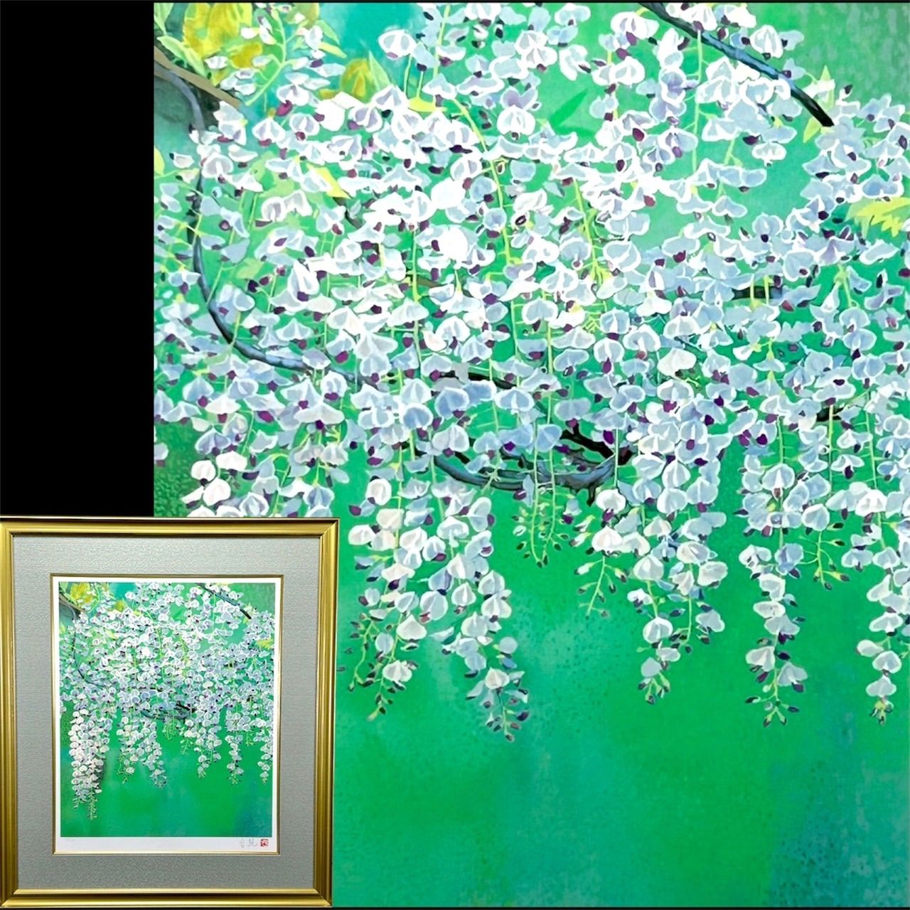 美品 池田遥邨「京洛四季 保津青崖（夏）」木版画 直筆サイン落款入 証明シール有 美品 池田遥邨「京洛四季 保津青崖（夏）」木版画 直筆サイン落款入