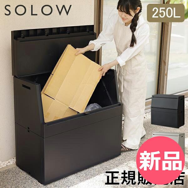 ソロウ SOLOW 出し入れがスムーズな屋外ストッカー 250 L 大容量 屋外収納ボックス ごみ箱 ベランダ 庭 ガレージ 物置 ゴミ一時保管 防水 フタ付き スリム設計 カラー1 RSU 58