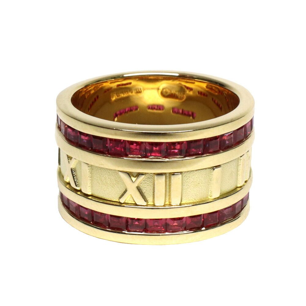 名古屋 ティファニー アトラス ワイドリング Au 750 YG ルビー 指輪 12号 ジュエリー 女