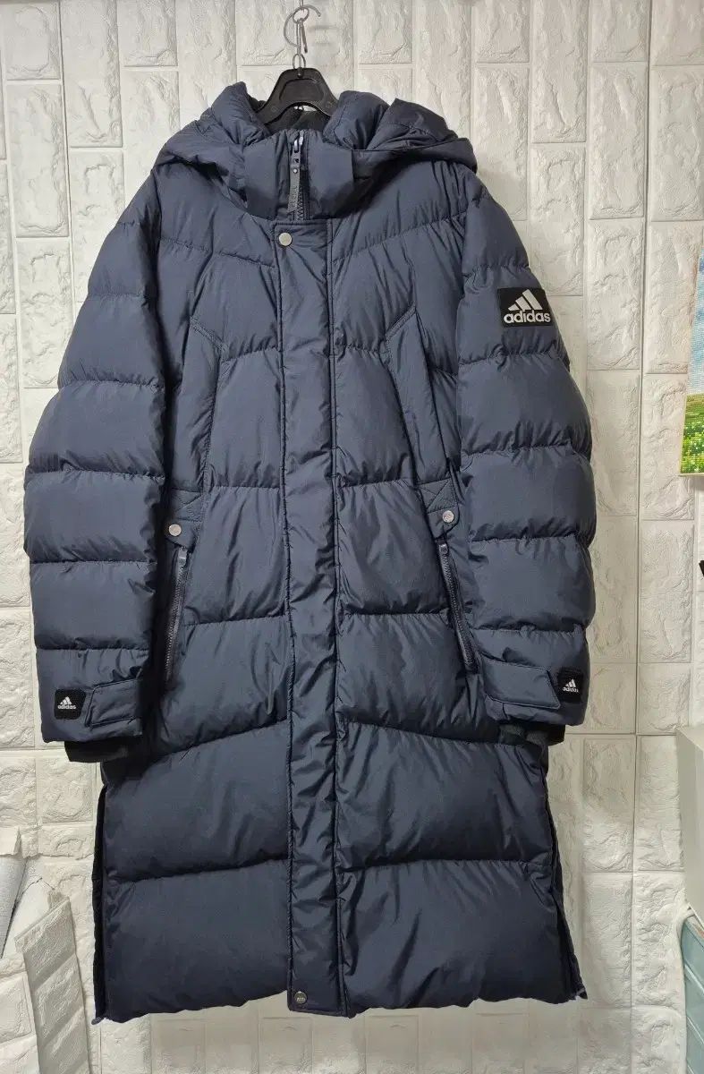 アディダス ゴルフ ダウンジャケット ロング丈 ネイビー XL