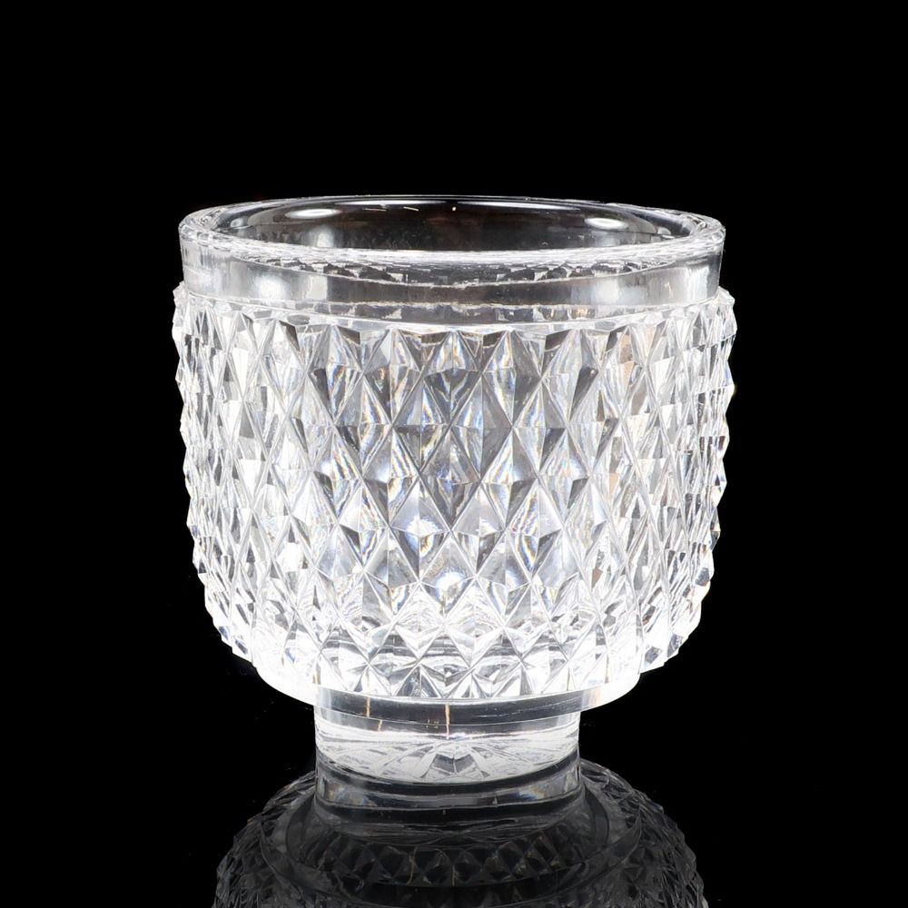 由水常雄 作 復刻 江戸切子霰文小付 ぐい呑み 食器にも ガラス _ 骨董品