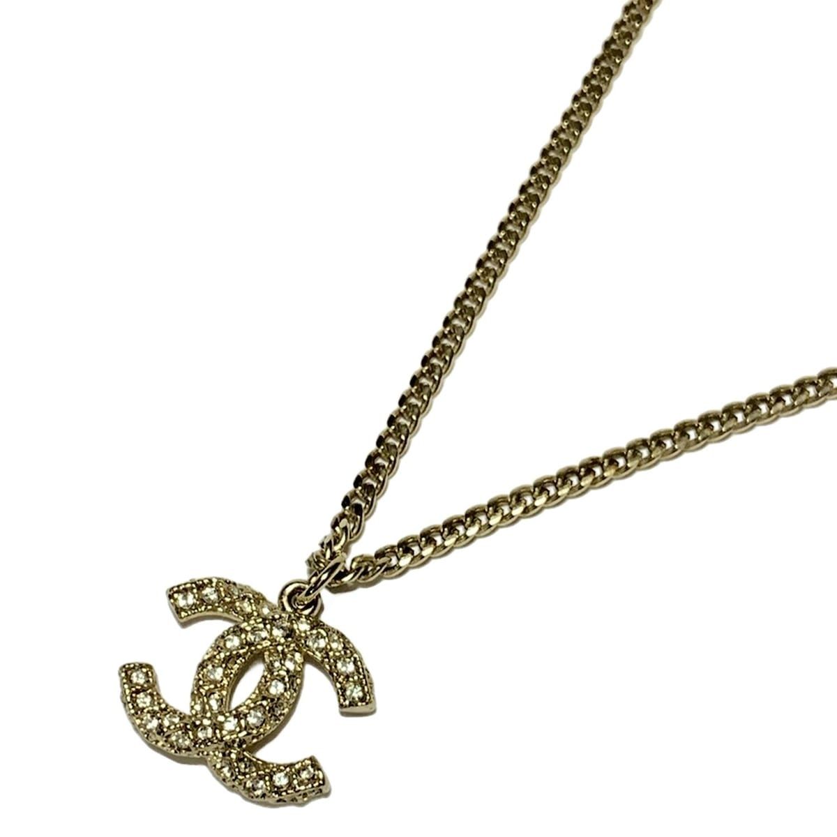CHANEL シャネル ネックレス ココマーク ゴールド クリア ライトピンク ラインストーン