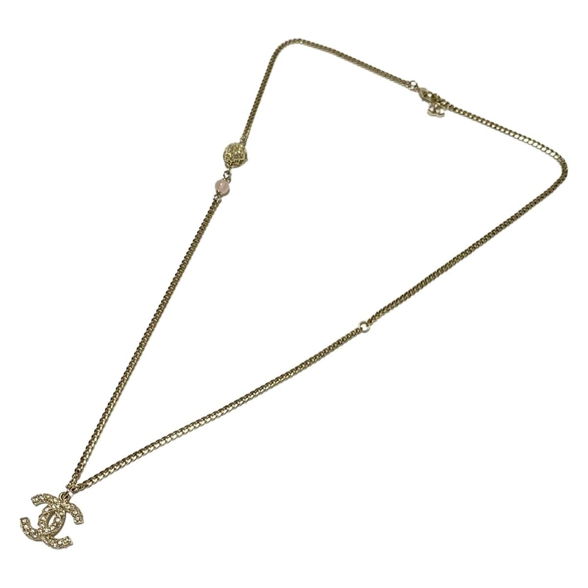 CHANEL シャネル ネックレス ココマーク ゴールド クリア ライトピンク ラインストーン