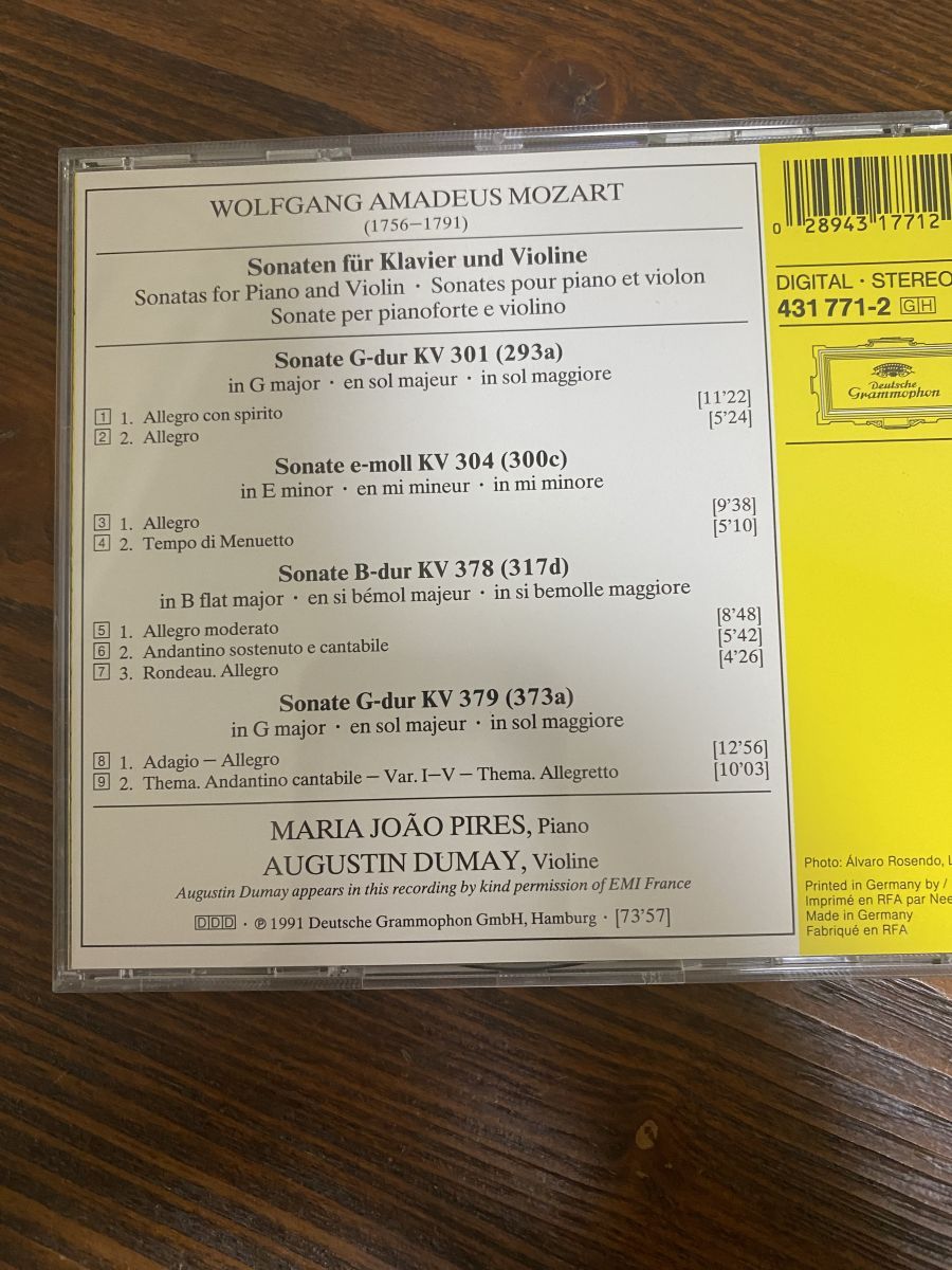 Mozart Sonaten Fr Klavier Und Violine Sonatas For Piano And Violin