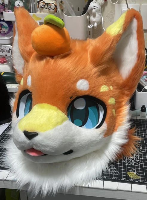 着ぐるみヘッド 犬 NO.483 オレンジ色 全頭ヘッド ケモノ ファースーツ ぬいぐるみ コスプレ コスチューム kigurumi 一点物