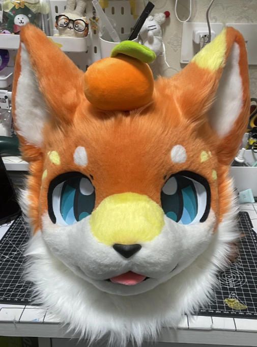 着ぐるみヘッド 犬 NO.483 オレンジ色 全頭ヘッド ケモノ ファースーツ ぬいぐるみ コスプレ コスチューム kigurumi 一点物