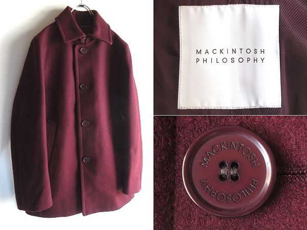 マッキントッシュフィロソフィー ポーツマス アドミラルメルトン シングルPコート 36 バーガンディ