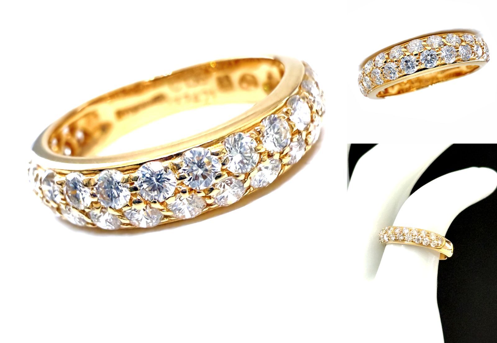 ブシュロン ダイヤモンド リング パヴェ 34 P K 18 YG イエローゴールド 指輪 ヴィンテージ 51 8号