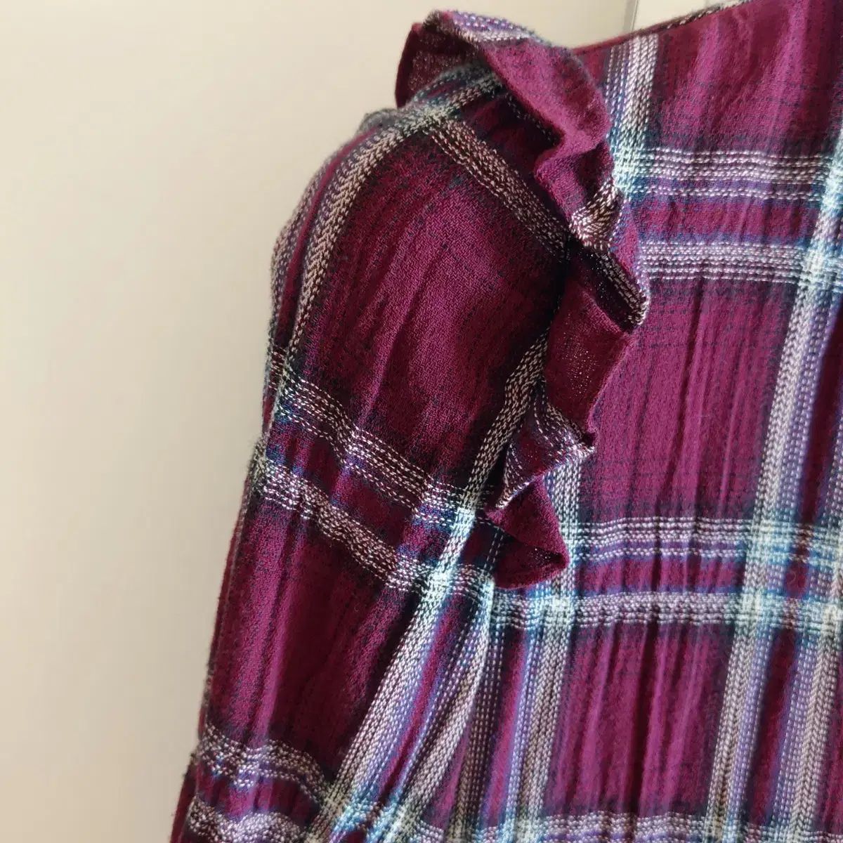 イッミシャ CHECK ロング ONE PIECE バーガンディ