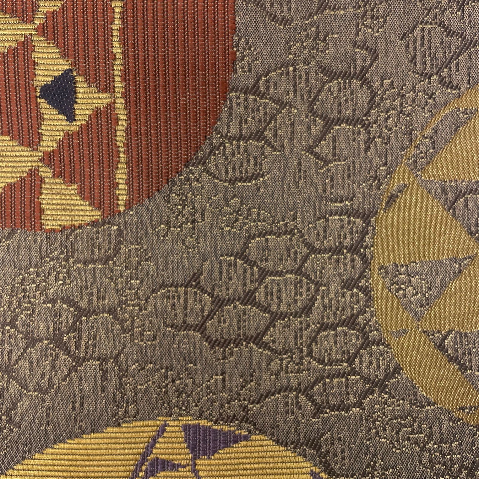  袋帯 正絹 こげ茶 丸 鱗 うろこ 付け下げ 訪問着 色無地 踊り 舞踊 ワンオーナー KEI 013 袋帯 帯