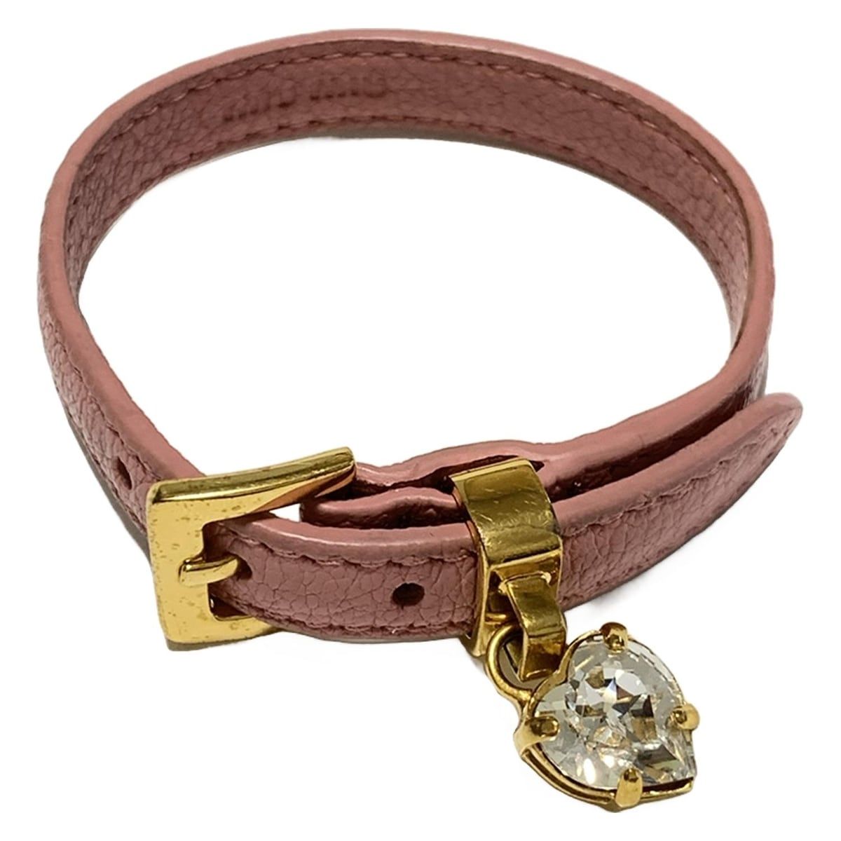MIU MIU　ミュウミュウ　レザー　ブレスレット　ハート　ピンク　ゴールド miumiu(ミュウミュウ) ブレスレット - レザー ピンク×ゴールド×クリア