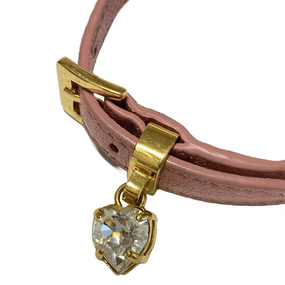 miumiu ミュウミュウ ブレスレット レザー ピンク ゴールド クリア ハート