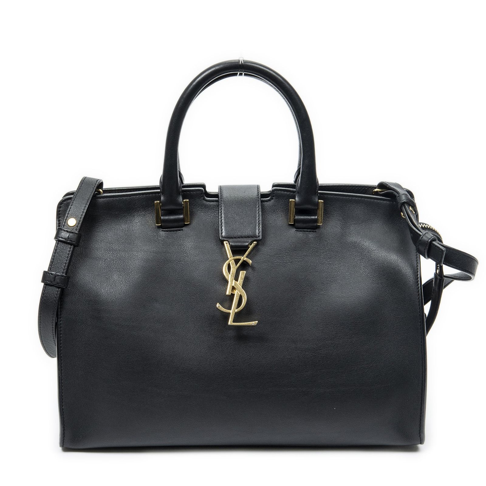 YVES SAINT LAURENT イヴサンローランスモールモノグラムカバ黒スムースカーフスキンレザーA