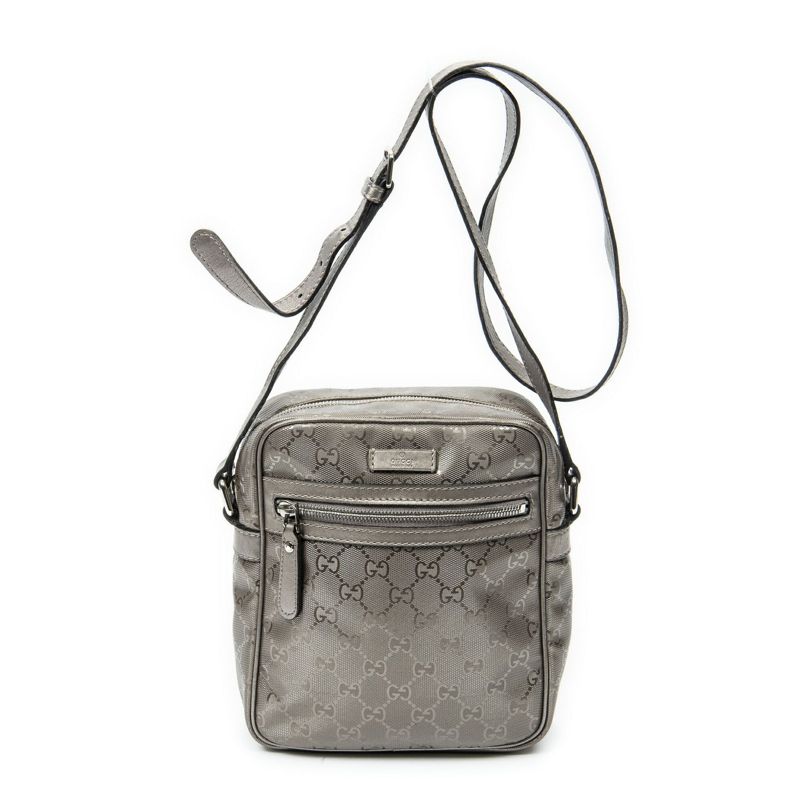 GUCCI グッチジップクロスボディメタリックローズグッチッシマ インプリントPVCキャンバスAB