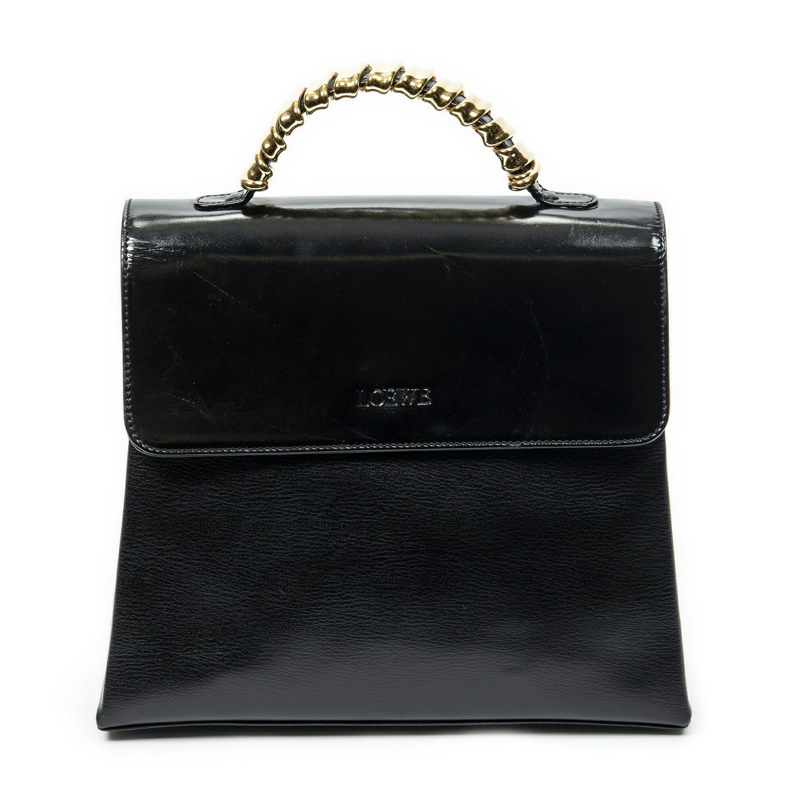 LOEWE ロエベ ヴェラスケス トップハンドル 黒グレインレザーA