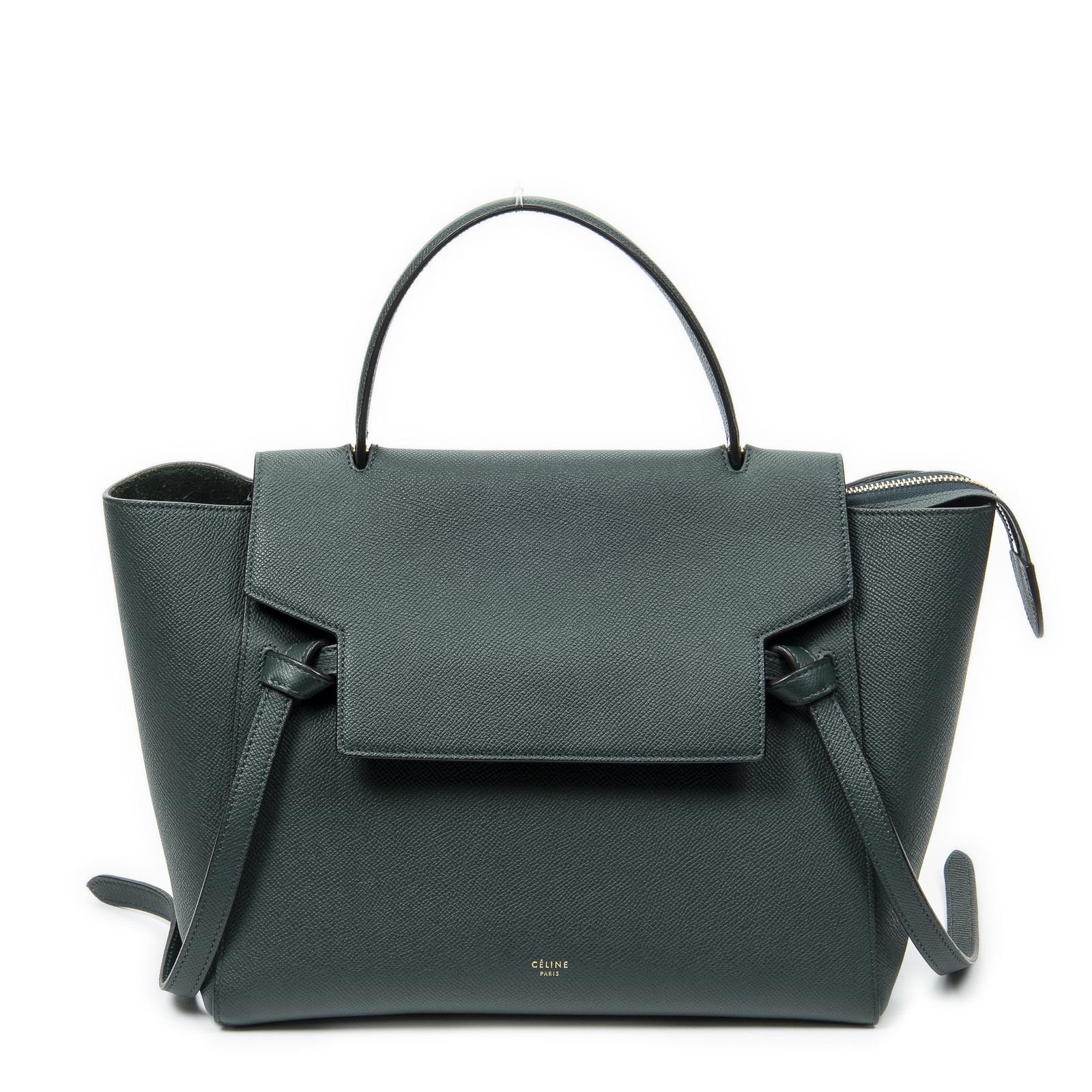 CELINE セリーヌミニベルトバッグダークグリーングレインレザーA