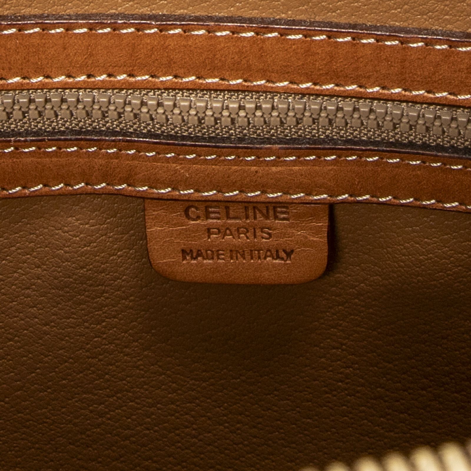 セリーヌ大ドームトート茶色マカダムPVCキャンバスA